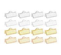 QUARKZMAN 100Pcs 13mm Extrémités de Ruban, Pinces Sertissage Marque-Pages, Fermoirs Sertissage pour la Fabrication Bijoux Bracelet Collier, 4 Couleurs
