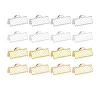 QUARKZMAN 100Pcs 16mm Extrémités de Ruban, Pinces Sertissage Marque-Pages, Fermoirs Sertissage pour la Fabrication Bijoux Bracelet Collier, 4 Couleurs