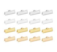 QUARKZMAN 100Pcs 20mm Extrémités de Ruban, Pinces Sertissage Marque-Pages, Fermoirs Sertissage pour la Fabrication Bijoux Bracelet Collier, 4 Couleurs