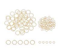 QUARKZMAN 100pcs 4mm Anneaux Ouverts et Kit d'Anneaux Embossés 10mm, Connecteurs Pour Bracelet Collier Pendentif Bijoux Porte-clés DIY Artisanat, K Gold