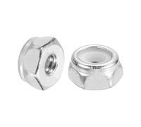 QUARKZMAN 100Pcs #6-32 Écrous Hexagonaux Autobloquants À Insert Nylon, 304 Acier Inoxydable Écrou Autobloquant À Insert Nylon Pour Fixations Industrielles De Construction, Argenté & Blanc