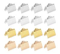 QUARKZMAN 100Pcs 8mm Extrémités de Ruban, Pinces Sertissage Marque-Pages, Fermoirs Sertissage pour la Fabrication Bijoux Bracelet Collier, 4 Couleurs