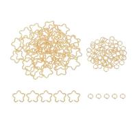 QUARKZMAN 100pcs Anneaux Ouverts 4mm et Kit Anneau Embossé 16mm, Connecteur Anneau Fleur Fermé Pour Bracelet Collier Pendentif Bijoux Porte-clés DIY Artisanat, Or K