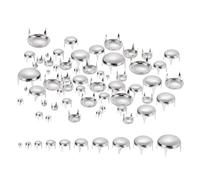 QUARKZMAN 100Pcs Argenté Rivets à Dôme Rond, 10 Tailles en Laiton Kit Assorti de Perles à Griffes, Clous à Pointes, Points Punk Rock, pour Bricolage, Vêtements, Ceinture, Sac, Chaussures