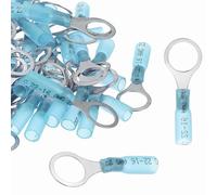 QUARKZMAN 100pcs Bornes À Anneau Rétractable #3/8" En Cuivre Étamé Isolées Pour Projets Électriques Industriels Chimiques, Bleu