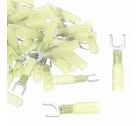 QUARKZMAN 100pcs Bornes Fourche À Rétrécissement Thermique Connecteurs De Fil #10" Bornes Électriques Isolées Type U Fourche À Crimper En Cuivre Étamé Calibre 12-10 Pour Électrique.
