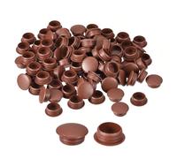 QUARKZMAN 100Pcs Bouchons de Trous de Vis, 12mm(15/32") de Diamètre en Plastique Couvercles de Trous de Verrouillage à Encliqueter, Capuchons de Type Affleurant pour Meubles, Rouge-Marron