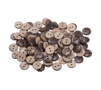 QUARKZMAN 100Pcs Boutons de Couture en Bois Ronds de Remplacement 15/32" (11,5 mm) à 2 Trous pour Vêtements, Artisanat DIY, Décoration, Marron