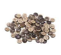 QUARKZMAN 100Pcs Boutons de Couture en Bois Ronds de Remplacement pour l'Artisanat, 3/8" (10mm), 2 Trous, pour Vêtements, Bricolage, Décoration, Marron