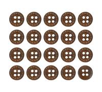 QUARKZMAN 100Pcs Boutons en Bois, 11,5 mm, 4 Trous, Bouton Rond en Bois, Bouton de Couture en Bois, Motif à Lignes Pointillées pour Couture, Loisirs Créatifs, Vêtements, Marron Foncé