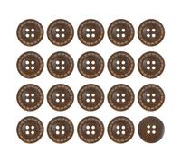 QUARKZMAN 100Pcs Boutons en Bois, 23mm, 4 Trous, Bouton Rond en Bois, Bouton de Couture en Bois, Motif à Lignes Pointillées pour Couture, Loisirs Créatifs, Vêtements, Marron Foncé