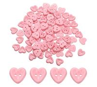 QUARKZMAN 100Pcs Boutons En Résine 1/2" (12mm) Cœur Rose | 2 Trous Uni Couleur Pour Couture Blouse Manteau Veste Chapeau Décoration Poupée DIY Artisanat