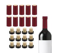 QUARKZMAN 100Pcs Capsules Thermorétractables PVC 12Pcs Bouchons Bordeaux Liège Forme T Bouchon Bouteille Capsules Thermorétractables pour Verre, Caves Bordeaux, 30x60mm, Rouge