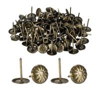 QUARKZMAN 100Pcs Clous De Tapisserie, 7/16" x 11/16" Têtes Fleuries Vintage Clous Décoratifs Pour Meubles Punaises À Pouce Pour Canapé Lit Chaise, Bronze