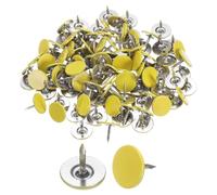 QUARKZMAN 100Pcs Clous de Tapissierie, 11mmx10mm Tête Plate Clou de Pouce Décoratif Clous de Meubles Punaises pour Meubles Canapé Têtes de Lit, Jaune