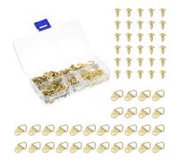 QUARKZMAN 100Pcs Crochets pour Tableaux en Triangle, Crochet de Cadre en Anneau, Attaches de Dos de Cadre avec 100 Vis pour Accrocher Horloges Peintures Photos, Doré