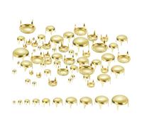 QUARKZMAN 100Pcs Doré Rivets à Dôme Rond, 10 Tailles en Laiton Kit Assorti de Perles à Griffes, Clous à Pointes, Points Punk Rock, pour Bricolage, Vêtements, Ceinture, Sac, Chaussures
