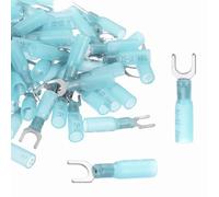 QUARKZMAN 100Pcs Embouts De Fourche À Rétraction Thermique Connecteurs De Fil #10" Connecteur De Fil Électrique Isolé Type U Embout De Fourche À sertir En Cuivre Étamé Calibre 16-14.