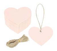 QUARKZMAN 100Pcs Étiquettes Cadeau En Papier Kraft Avec Ficelle, 2.2 x 2.6 Pouces Étiquettes Suspendues Vierges En Forme De Cœur En Papier Rose Pour Étiquettes PrixDIY Artisanat