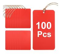 QUARKZMAN 100Pcs Étiquettes d'expédition en plastique rouge, 3.5" x 2" Étiquette d'étiquetage et fil pour marquage de valve, cadeau, bagage, garage, inventaire