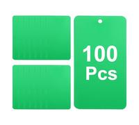 QUARKZMAN 100Pcs Étiquettes d'expédition en plastique vert, 3.5" x 2" Étiquettes d'étiquetage imperméables naturels perforées pour marquage de valve, cadeau, bagage, garage, inventaire