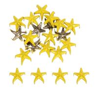 QUARKZMAN 100Pcs Étoiles Métalliques À Griffes, 10mm 5-Griffes Clous Punk Rivets Tête De Clou Rivets Pour Cuir Pour DIY Artisanat Vêtements Maroquinerie Sacs Chaussures, Jaune