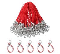 QUARKZMAN 100Pcs Fermoirs Cordons Sangle Lanière Charme Corde Courte Rouge | avec Fermoir Homard pour Coques de Téléphone Porte-Clés Fabrication de Bijoux DIY
