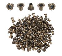 QUARKZMAN 100Pcs Œillets 2mm 1/9 Inch Kit d'Œillets en Laiton pour Tissu Rideaux Bâches Ceinture en Cuir Chaussures Sac DIY, Marron