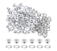 QUARKZMAN 100Pcs Œillets de 1/4 Pouce (6mm) avec Rondelles en Métal pour Chaussures, Cuir, Perles, Étiquettes en Toile, Blanc