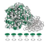 QUARKZMAN 100Pcs Œillets de 1/5 Pouce (5 mm) avec Rondelles en Métal pour Chaussures, Cuir, Perles, Toile, Étiquettes - Vert