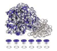 QUARKZMAN 100Pcs Œillets de 1/5 Pouce (5 mm) avec Rondelles en Métal pour Chaussures en Cuir, Perles, Étiquettes en Toile, Violet