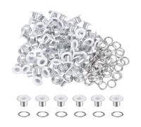 QUARKZMAN 100Pcs Œillets de 1/5 Pouce (5mm) avec Rondelles en Métal pour Chaussures, Cuir, Perles, Toile, Étiquettes, Blanc