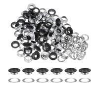 QUARKZMAN 100Pcs Œillets de 10mm avec Rondelles en Métal pour Chaussures, Cuir, Perles, Étiquettes en Toile, Couleur Noir Mat