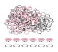QUARKZMAN 100Pcs Œillets de 10mm avec Rondelles en Métal pour Chaussures, Cuir, Perles, Étiquettes en Toile, Rose