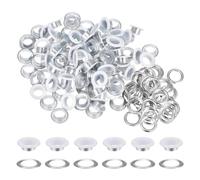 QUARKZMAN 100Pcs Œillets de 10mm avec Rondelles en Métal pour Chaussures, Cuir, Perles, Étiquettes en Toile, Blanc