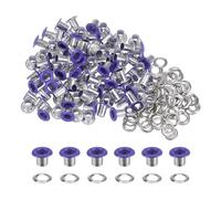 QUARKZMAN 100Pcs Œillets de 4mm avec Rondelles en Métal pour Chaussures, Cuir, Perles, Étiquettes en Toile, Violet