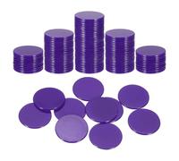 QUARKZMAN 100Pcs Jetons De Poker De 1.2 Pouce, Jetons De Bingo en Plastique Compteurs d'apprentissage Disques De Comptage Marqueurs Jetons De Jeu Opaques, Violet, Plat