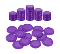 QUARKZMAN 100Pcs Jetons en Plastique, 1.5 inch Mini Jetons De Bingo Compteurs d'apprentissage Disques De Comptage Marqueurs Jetons De Jeu Opaques, Violet, Motif