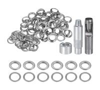 QUARKZMAN 100Pcs Kit d'Outils pour Œillets de 20mm en Cuivre avec Poinçon Creux, Outils de Pose d'Œillets pour Vêtements en Cuir, Tissu, Ceinture, Couleur Argentée