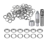 QUARKZMAN 100Pcs Kit d'Outils pour Œillets en Cuivre de 18 mm avec Poinçon Creux, Outils de Pose d'Œillets pour Vêtements en Cuir, Tissu, Ceinture, Couleur Argentée