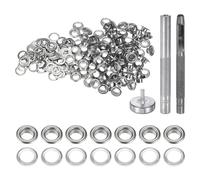 QUARKZMAN 100Pcs Kit d'Outils pour Œillets en Cuivre de 4,5 mm avec Poinçon Creux, Outils de Pose d'Œillets pour Vêtements en Cuir, Tissu, Ceinture, Couleur Argentée
