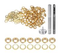 QUARKZMAN 100Pcs Kit d'Outils pour Œillets en Cuivre de 4,5 mm avec Poinçon Creux, Outils de Pose d'Œillets pour Vêtements en Cuir, Tissu, Ceinture, Couleur Or