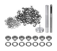 QUARKZMAN 100Pcs Kit d'Outils pour Œillets en Cuivre de 4 mm avec Poinçon Creux, Outils de Pose d'Œillets pour Vêtements en Cuir, Tissu, Ceinture, Noir