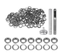 QUARKZMAN 100Pcs Kit d'Outils pour Œillets en Cuivre de 6 mm avec Poinçon Creux, Outils de Pose d'Œillets pour Vêtements en Cuir, Tissu, Ceinture, Noir