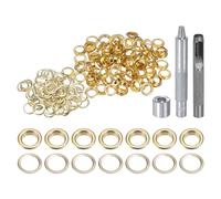 QUARKZMAN 100Pcs Kit d'Outils pour Œillets en Cuivre de 8 mm avec Poinçon Creux, Outils de Pose d'Œillets pour Vêtements en Cuir, Tissu, Ceinture, Couleur Or