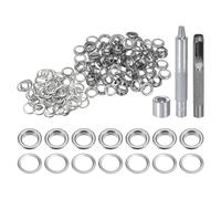 QUARKZMAN 100Pcs Kit d'Outils pour Œillets en Cuivre de 8 mm avec Poinçon Creux, Outils de Pose d'Œillets pour Vêtements en Cuir, Tissu, Ceinture, Couleur Argentée