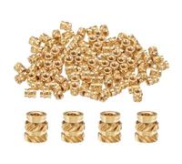 QUARKZMAN 100pcs M2 Inserts Filetés Écrous Moletés en Laiton Thermodurci M2x4mm, OD 3.5mm, Écrous en Laiton à Impression 3D Inserts Filetés Femelles Écrous