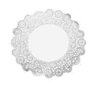 QUARKZMAN 100Pcs Napperons Ronds en Papier, 10.6" Napperons en Dentelle pour La Vaisselle, Les Fêtes, Les Mariages, Les Anniversaires, Argentés