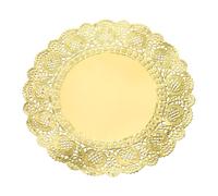 QUARKZMAN 100Pcs Napperons Ronds en Papier, 12" Napperons en Dentelle pour La Vaisselle, Les Fêtes, Les Mariages, Les Anniversaires, Dorés