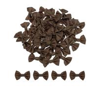 QUARKZMAN 100Pcs Nœud Papillon Marron Foncé 3.8 x 2.5cm Mini Nœud Papillon pour l'Artisanat Petits Nœuds en Satin en Vrac pour Bricolage, Couture, Scrapbooking, Cadeau de Mariage
